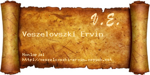 Veszelovszki Ervin névjegykártya